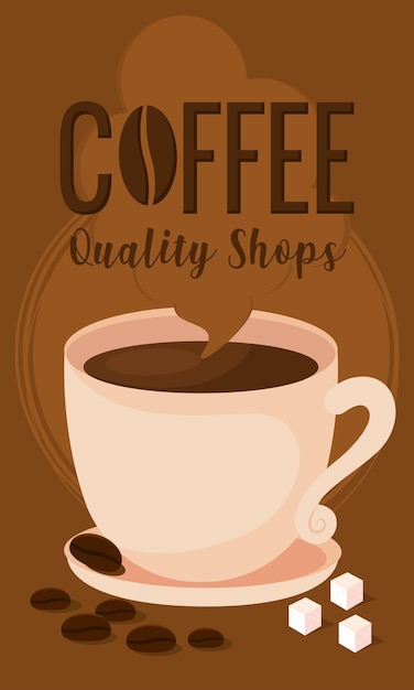 Verticale koffie kwaliteit winkel poster vectorillustratie