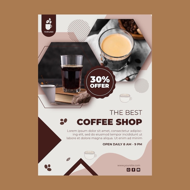 Vector verticale poster sjabloon voor coffeeshop