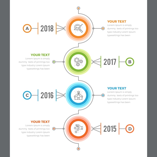 Verticale tijdlijninfographics met 04 stappen