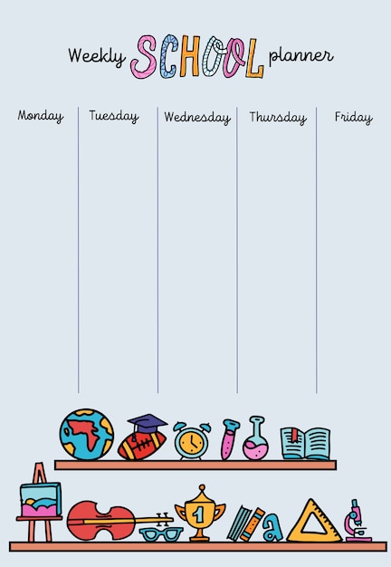 Verticale wekelijkse planningssjabloon. organisator en planning met plaats voor notities.