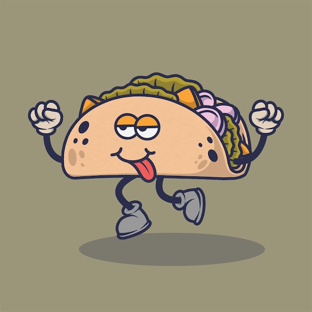 Verveelde taco's met plagende sticker voor gezichtsuitdrukking.