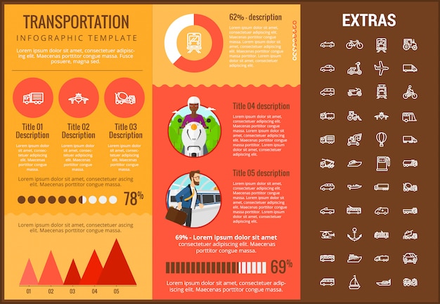 Vervoer infographic sjabloon en elementen