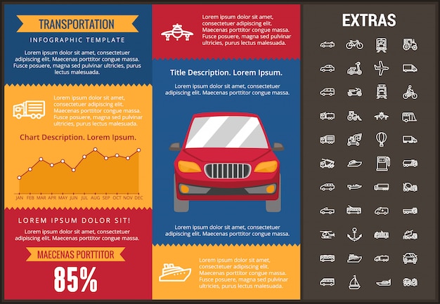 Vervoer infographic sjabloon en elementen