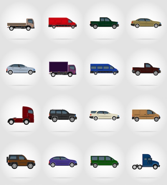 Vervoer platte voertuigen vectorillustratie