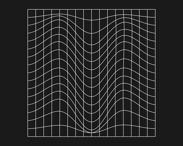 Vector vervormd cybergrid cyberpunk geometrie element y2k stijl geïsoleerd wit mesh