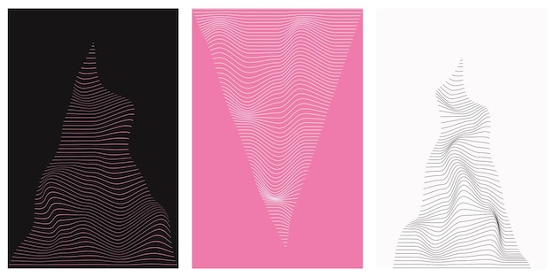 Vector vervormd lijnpatroon op zwart roze en witte achtergrond abstract glitch achtergrond retrouve va