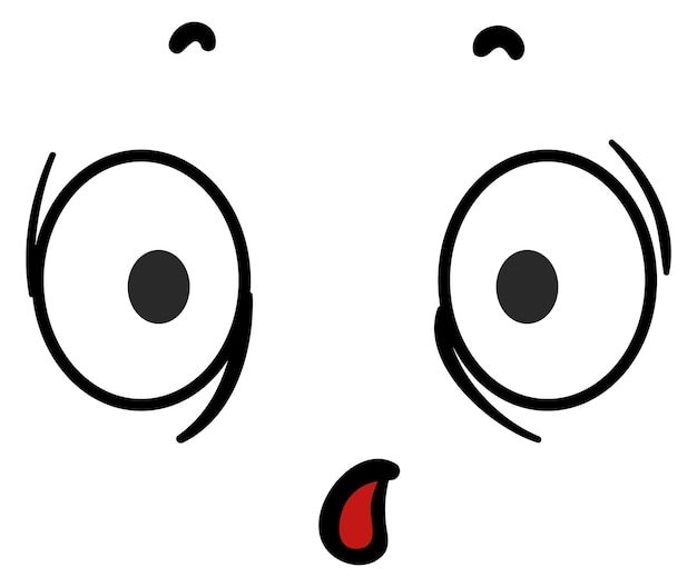 Verwarde uitdrukking Comic geschokt gezicht retro emoji