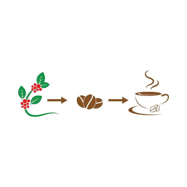 Verwerking koffie vector pictogram illustratie ontwerpsjabloon