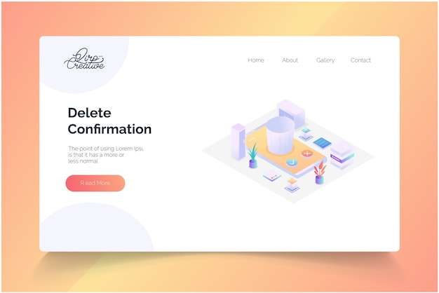 Verwijder bevestigingsconcept isometrische bestemmingspagina-sjabloon