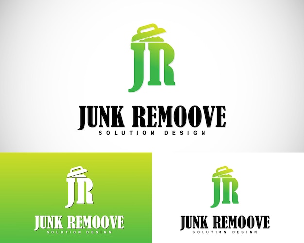 Vector verwijder junk logo creatief concept vuilnis schoonmaakt huis icoon ontwerp moderne letter jr