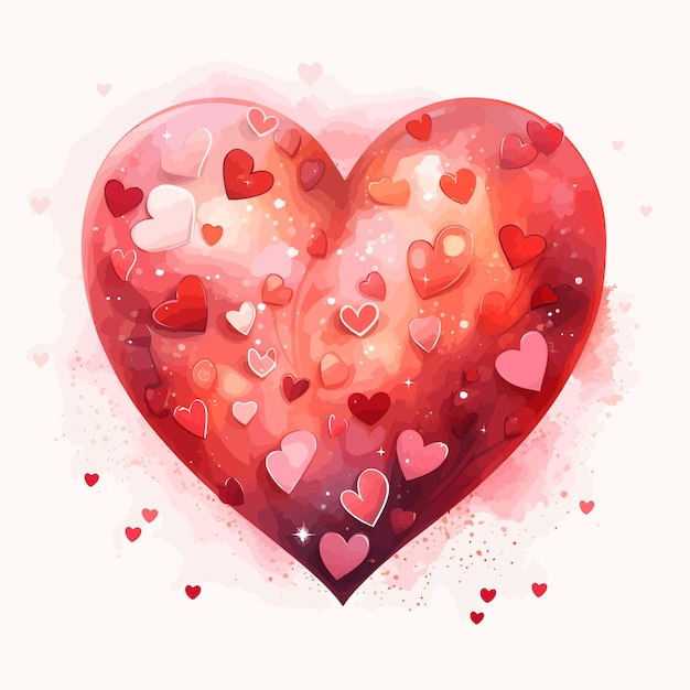 A very cute watercolor heart detailed vector art