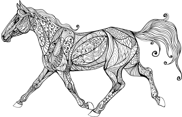 Very difficult coloring with a horse.