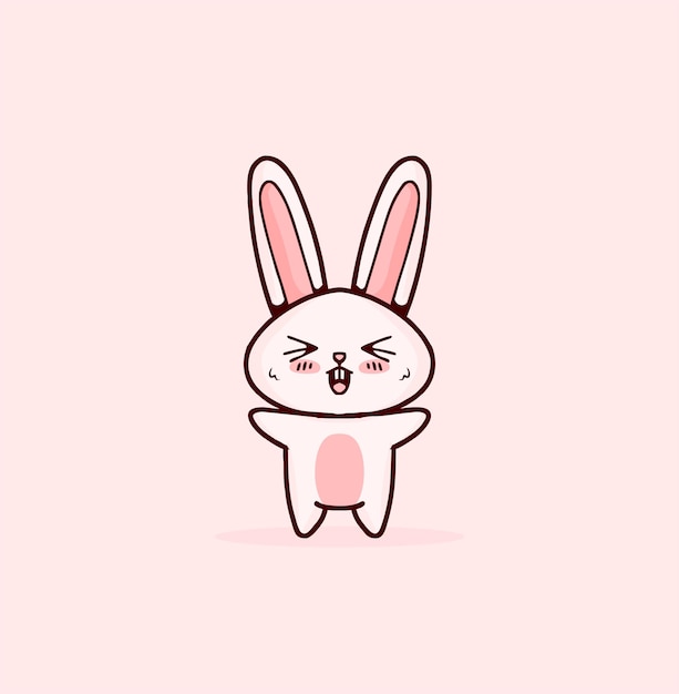 Vector very happy bunny animal character cartoon vector illustration