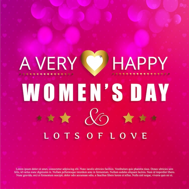 A very happy Women's day typography with pink background 