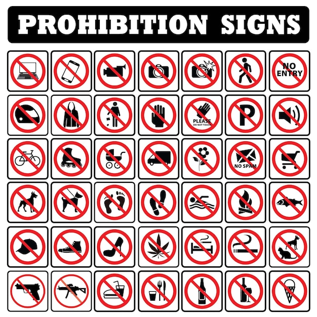 very important and Most useful Prohibition sign collection Most useful Prohibition sign collection