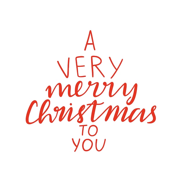 A very Merry Christmas to you handwritten lettering flat vector illustration