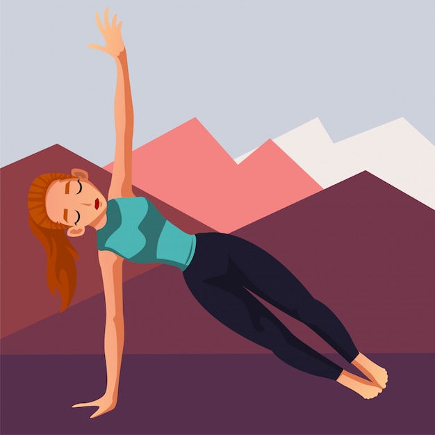 Very passionate yoga trainer meditating and doing yoga pose illustration