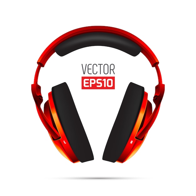 Vector very realistic red headphones