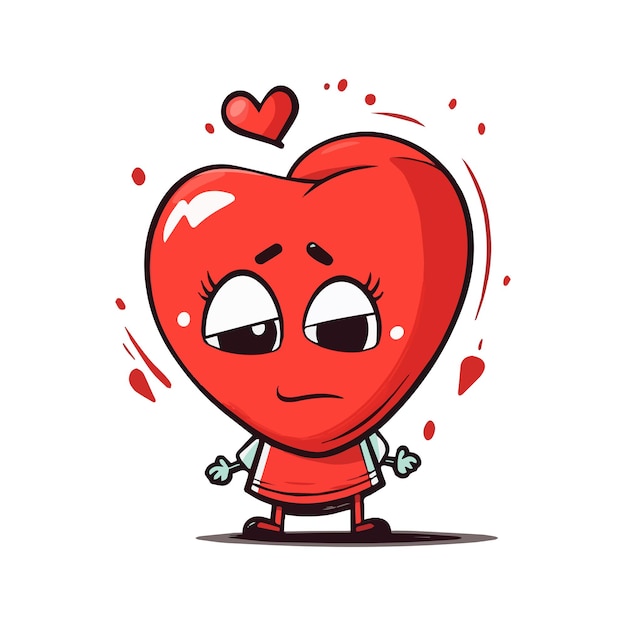 Vector very sad vector illustration of a heart character