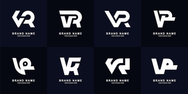 Verzamelbrief VR of RV monogram logo ontwerp