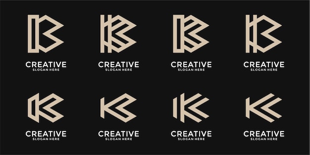 Verzameling abstracte letter k-logo-ontwerpen