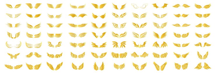 Verzameling badges van vleugels Wings iconen Gouden vleugels icon set Vector illustratie