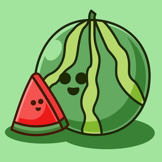 Vector verzameling eenvoudige ontwerpillustraties van gesneden watermeloenfruit