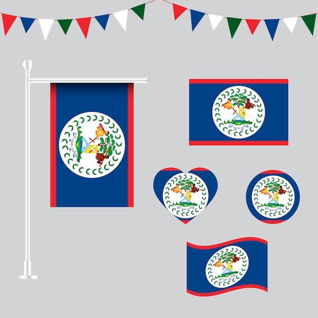 verzameling emblemen en iconen van Belize in verschillende vormen