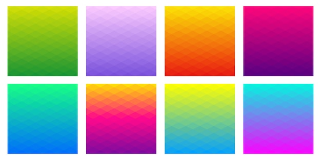 Verzameling gradiënt veelhoekige achtergronden van rhombus. geometrisch ontwerp in verschillende kleuren