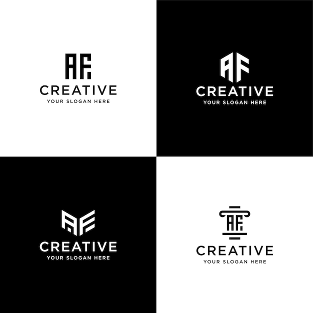 verzameling initialen AF logo ontwerpsjabloon