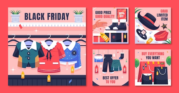 Verzameling Instagram-berichten voor Black Friday-uitverkoop