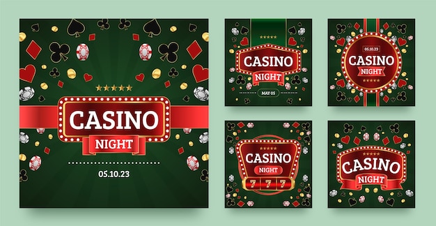 Vector verzameling instagram-berichten voor casino en gokken