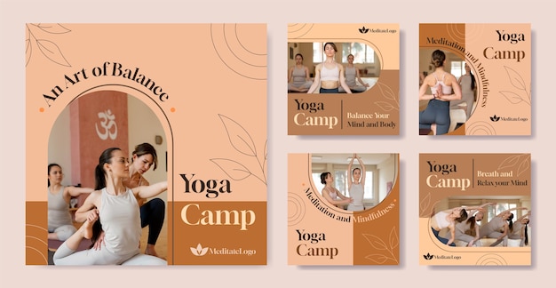 Verzameling instagram-berichten voor yoga-retraite en spa