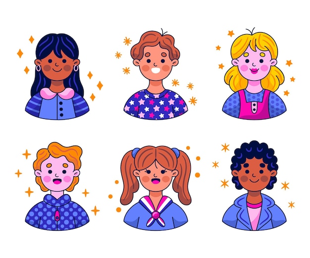 Verzameling kawaii avatar-stickers