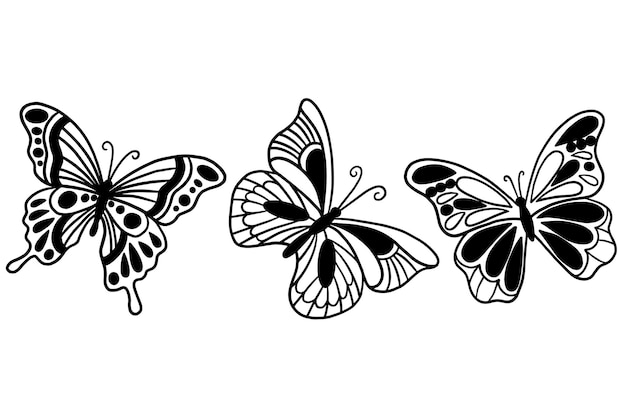 Verzameling mooie vlindervlinders animal hand drawn illustratie