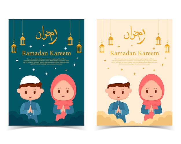 Verzameling posterontwerpen met ramadan kareem-thema