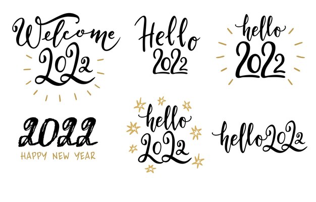 Verzameling van 2022 happy new year typografie logo tekstontwerp 2022 nummer ontwerpsjabloon set