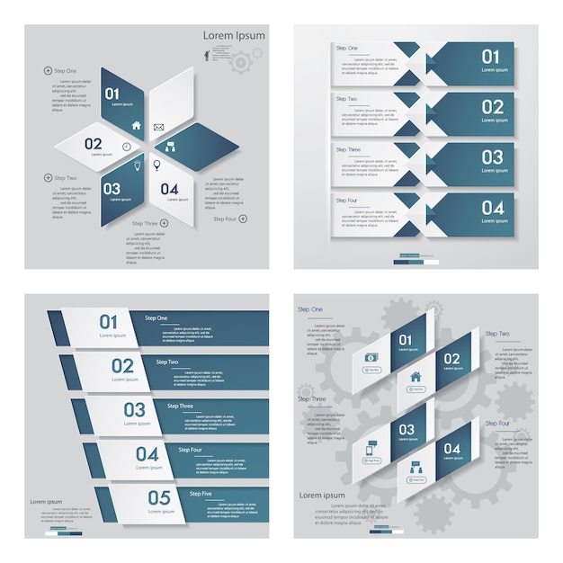 Verzameling van 4 blauwe kleur ontwerpsjabloon