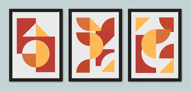 Verzameling van abstracte geometrische vormen in bauhaus-stijl. gebruik voor achtergrond, omslag, behang, print, kaart, wanddecoratie