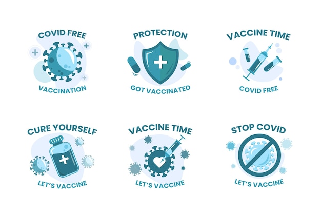Verzameling van badge illustratie vaccin covid19