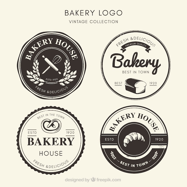 Verzameling van bakkerij logo's in vintage stijl