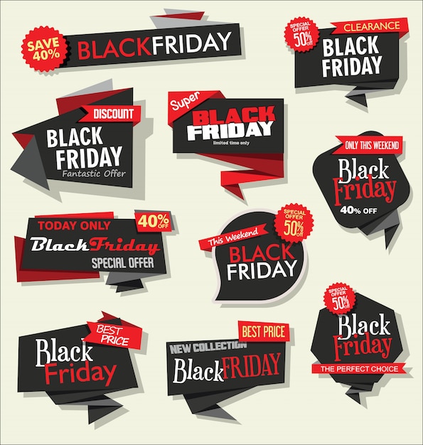 Verzameling van black friday verkooplabels