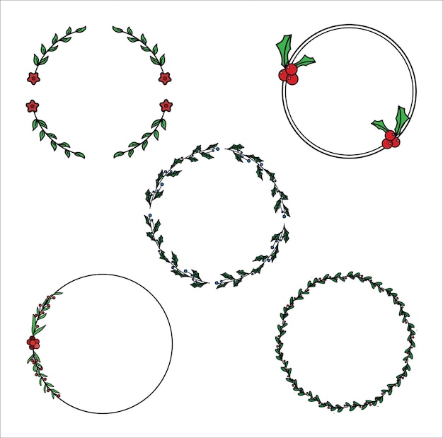 Verzameling van boomtak kerstframe cirkel