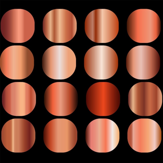 Verzameling van bronzen metalen kleurovergang vectorillustratie