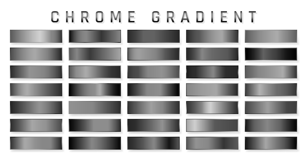 Verzameling van chroom metallic verloop. Briljante platen met chroomeffect.
