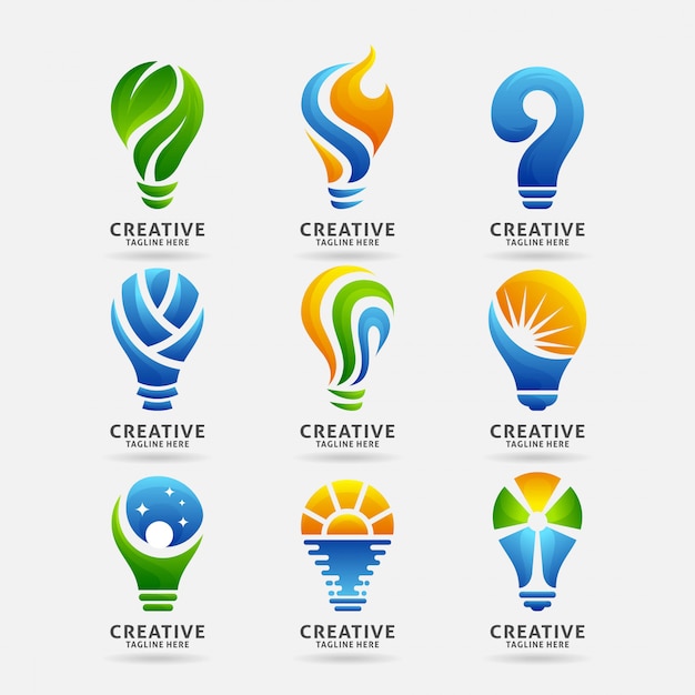 Verzameling van creatieve lamp logo