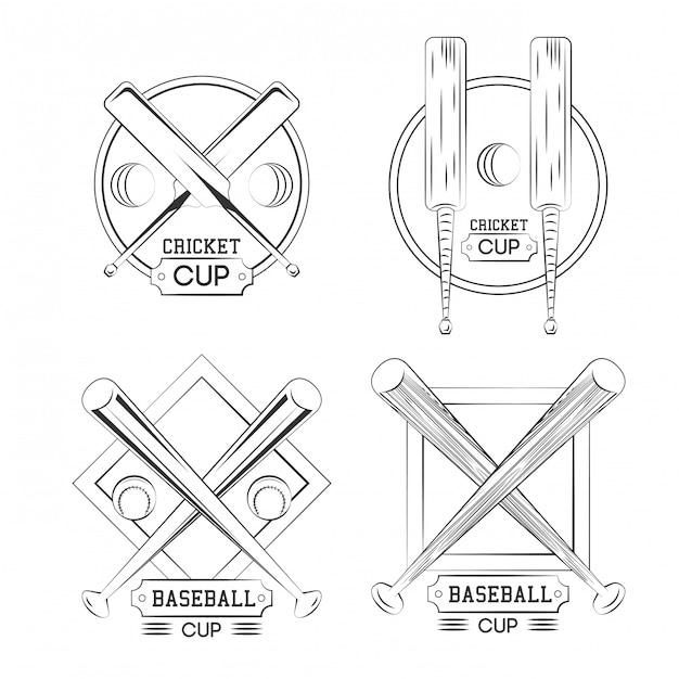 Verzameling van cricket en honkbal emblemen verzameling