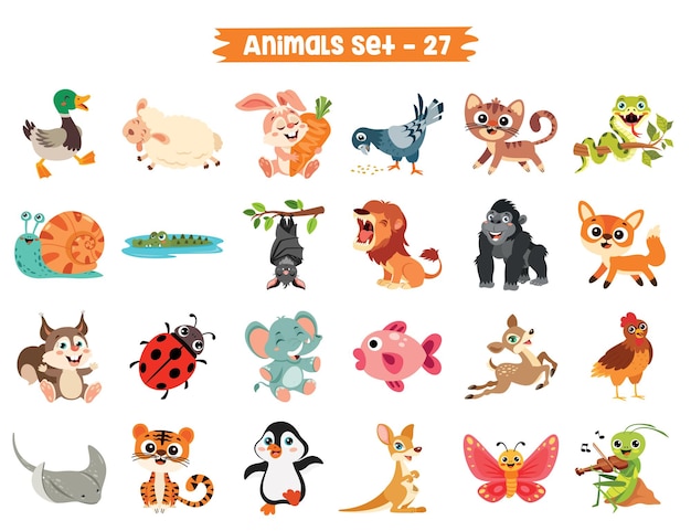 Verzameling van cute cartoon dieren