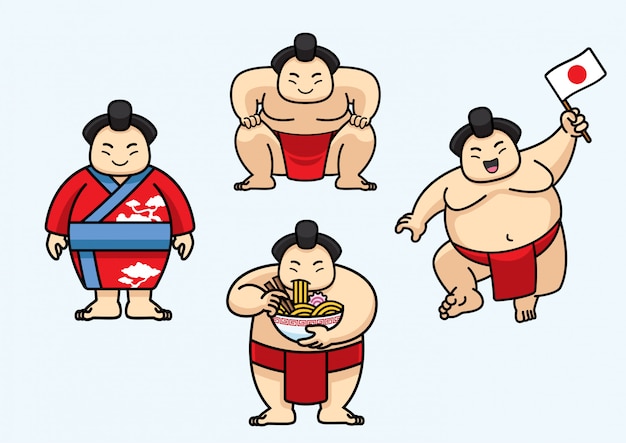 Verzameling van cute sumo japan karakter