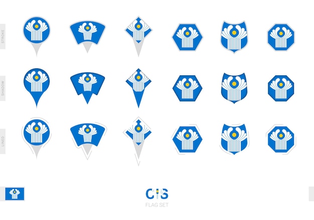 Verzameling van de vlag van het GZV in verschillende vormen en met drie verschillende effecten